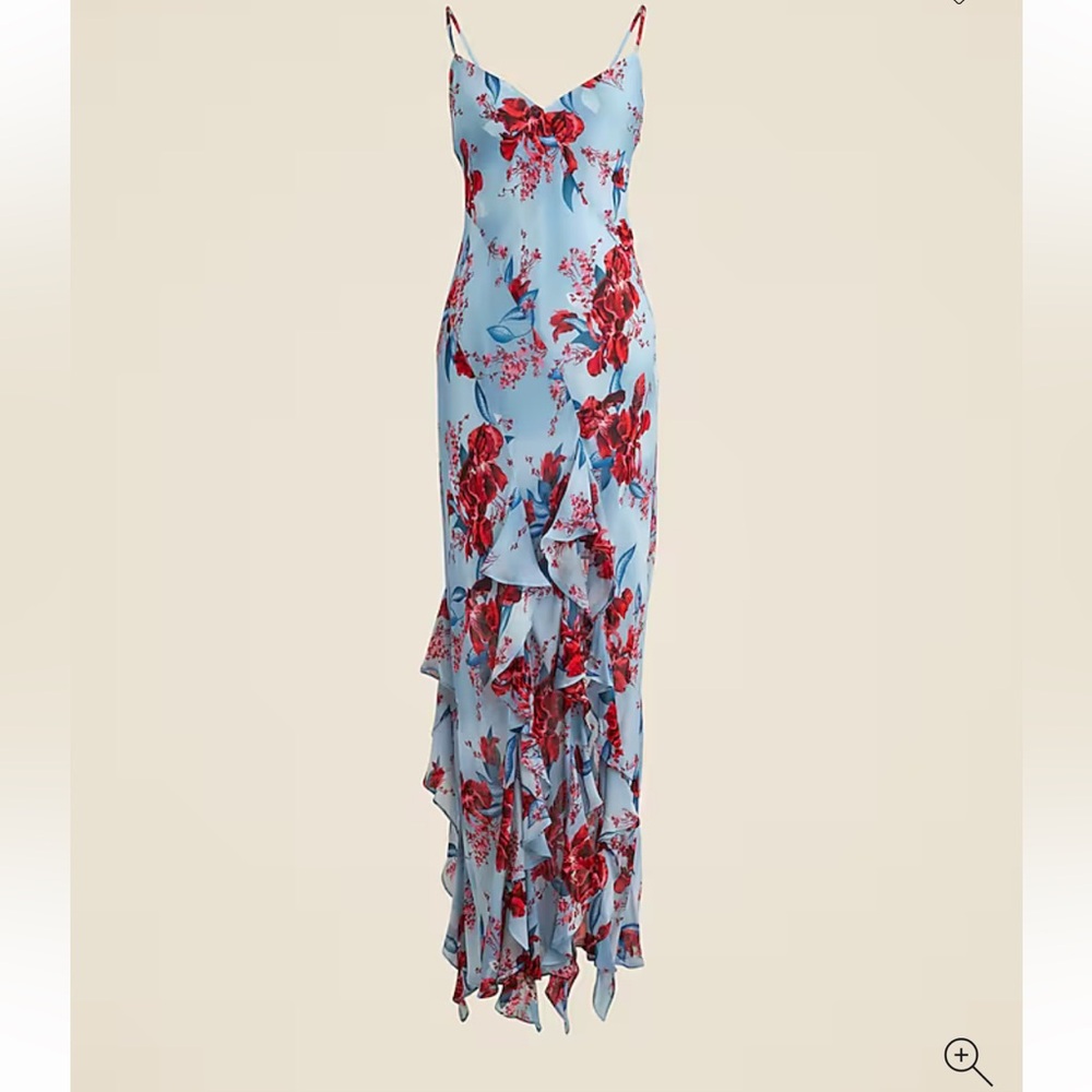 J. Crew Ruffle slip dress in floral viscose chiffon